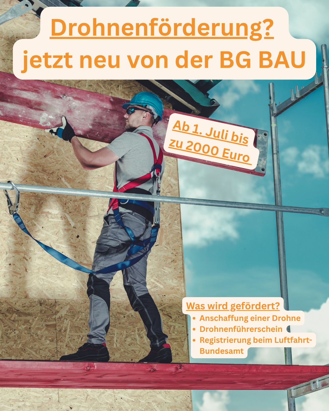 BG BAU fördert Drohnen ab Juli 2026 – bis zu 2.000 € Zuschuss für Baubetriebe - BG BAU Drohnen-Förderung 2026 – bis zu 2.000 € Zuschuss